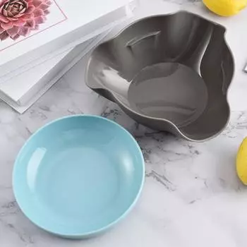 Чаша для закусок Yousheng Shell Collecting с местом для хранения скорлупы, двухслойная миска для орехов, съемные разделенные миски для закусок с мусорным баком синий/чёрный