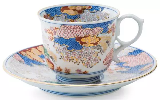 Чаша и блюдо для кофе Arita Ware Shobido Main Store весна и осень S-3039