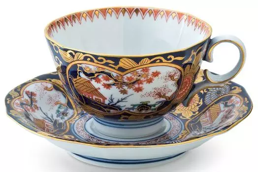 Чаша и тарелка для чая в стиле Римпа Ko-Imari S-3060