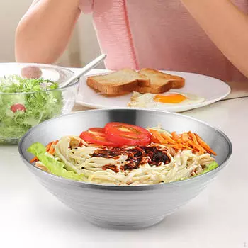 Чаша из нержавеющей стали, легко моется, суп с лапшой, приготовление рамэна, замешивание, вложение 20cm Silver