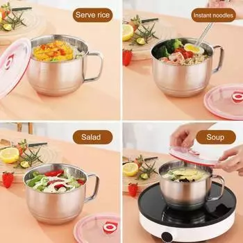 Чаша из нержавеющей стали Практичная нержавеющая эргономичная ручка Чаша для смешивания Нескользящая безопасная чаша для риса из нержавеющей стали Чаша для смешивания Принадлежности для столовой посуды