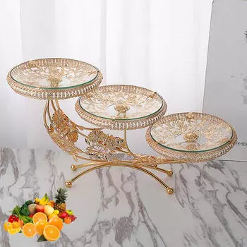 Чаша из закаленного стекла, круглая тарелка, держатель для фруктовых конфет, сервировочный поднос, кухонные свадебные принадлежности