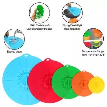 Чаша, кастрюля, чашка, крышка, гаджеты, микроволновая печь, крышка, многоразовые кухонные принадлежности, 5 шт.