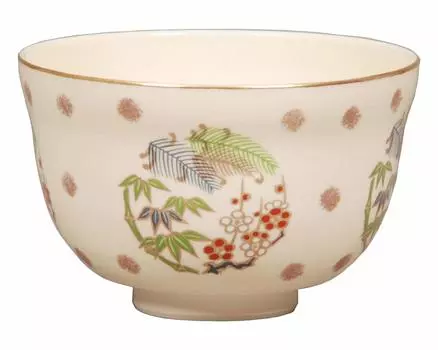 Чаша Miyachi Eikou Matcha, белая, диаметр x высота, размер бумажной коробки Ninsei Sho Chiku Bai: 12,4 7,8 см