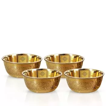 Чаша с плоским дном из чистой латуни, декоративная посуда, столовая посуда и сервировочная посуда для домашнего ресторана отеля, объем 150 мл, набор из 4 шт.
