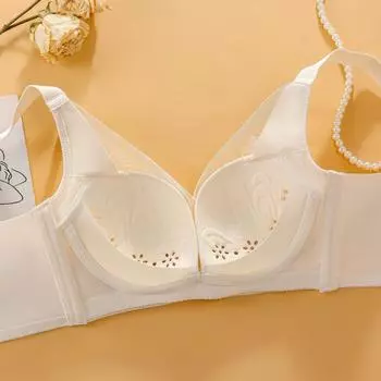 Чашечка с отверстием, тонкое сексуальное кружево, чашка B, без стали, сборка из хлопка, немагнитная регулировка в четыре ряда, дышащий бюстгальтер 75B чёрный