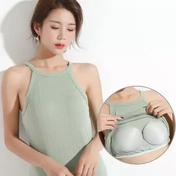 Чашка без рукавов, интегрированный бюстгальтер, жилет с подкладкой, жилет для йоги M светло-зеленый