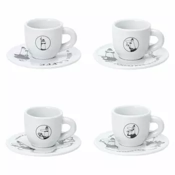 Чашка Bialetti с блюдцем Uncle Bialetti White Coffee Espresso Cup Set 4 Piece Y0TZ033 & белый