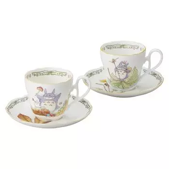 Чашка-блюдце Noritake Coffee 250cc My Neighbor Totoro Подходит для микроволновой печи 2 костяного фарфора и (Парный набор) (Для чая) TP97889/4924-38