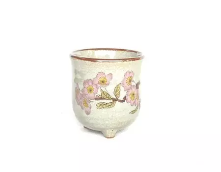 Чашка чайная Kutani Somei Yoshino вишневая, одноместная, на трех ножках, цветки, керамика, 180 мл,