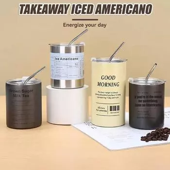 Чашка для американского кофе со льдом из нержавеющей стали 304, вакуумная двухслойная термокружка большой емкости, переносная удобная чашка для использования на открытом воздухе
