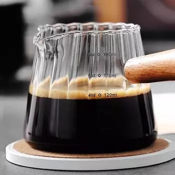 Чашка для эспрессо объемом 180 мл с деревянной ручкой, мерный стакан для кофе, кувшин для вспенивания молока, кружка для латте с креативным рисунком в полоску, кофейные аксессуары 180ml чёрный