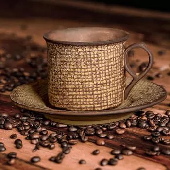 Чашка для эспрессо с блюдцем Керамическая кружка 250 мл Молочная кружка, кофейный набор для холодных напитков коричневый