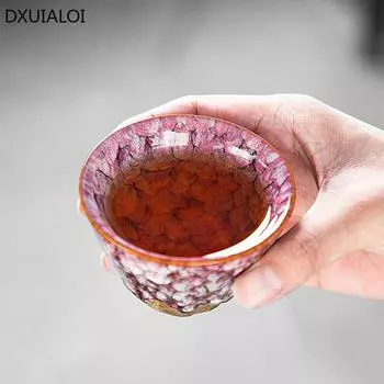 Чашка для чая 100 мл. Чайный сервиз Tianmu, покрытый глазурью, выпеченный в печи. Позолоченная чашка. Керамические чашки для воды. Чайный сервиз Kung Fu. Подарки высокого качества, 1 шт.