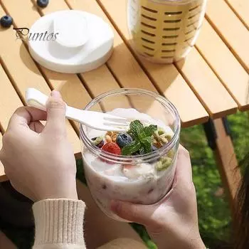 Чашка для фруктов, 650 мл, двухслойный дренаж, герметичная, герметичная, большая емкость с крышкой и вилкой, контейнер для еды, салата, пикника, школьный обед, работа, дорожная чашка фиолетовый