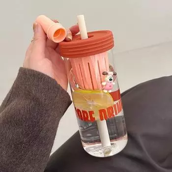 Чашка для холодного кофе с крышками и соломинками, 20 унций воды, чашка для кофе и молока, большая емкость, чашка с трубочкой для разделения воды и чая синий