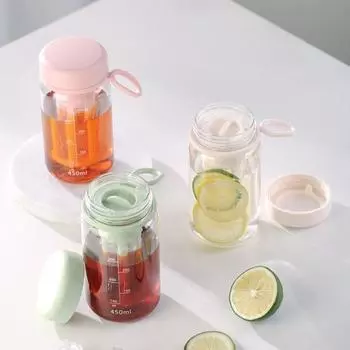 Чашка для холодного заваривания 450/600 мл с фильтром для накипи, пищевая большая емкость, портативная дорожная бутылка для чая, банка для кофеварки холодного заваривания 450ML зелёный