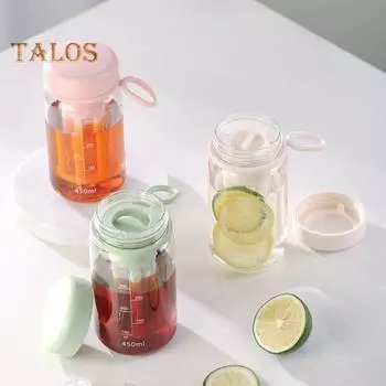 Чашка для холодного заваривания 450/600 мл с фильтром для накипи, пищевая большая емкость, портативная дорожная бутылка для чая, банка для кофеварки холодного заваривания 450ML розовый