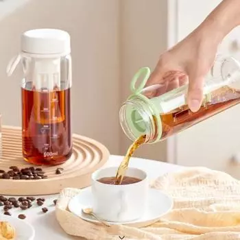 Чашка для холодного заваривания 450/600 мл с фильтром для накипи, пищевая большая емкость, портативная дорожная бутылка для чая, банка для кофеварки холодного заваривания 450ML зелёный