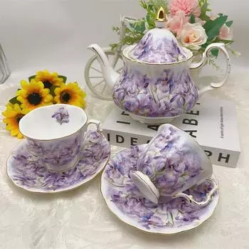 Чашка для кофе из ириса из толстого фарфора, изысканная чашка для послеобеденного чая, роскошная чашка для кофе из толстого фарфора, тарелка