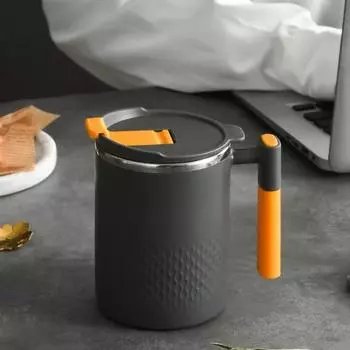 Чашка для кофе из нержавеющей стали с крышкой, двухслойная, переносная, не допускающая ожогов, термостойкая, с ручкой, бытовая посуда для напитков 450ML светло-зеленый