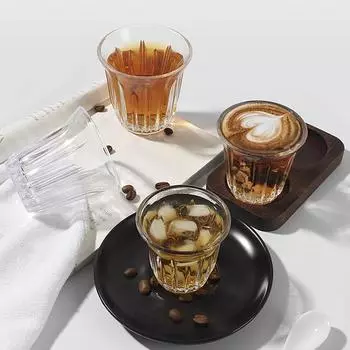 Чашка для кофе Leeseph Прозрачная стеклянная кружка с полосками для эспрессо, кружка для горячего напитка мокко с широким горлом, для латте, капучино, чай, кафе