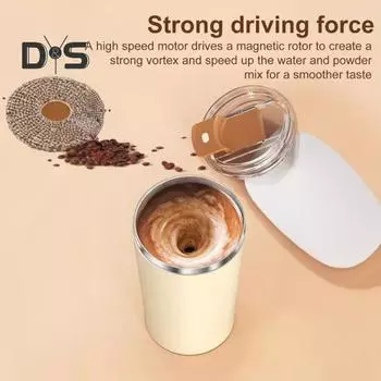 Чашка для кофе с функцией самоперемешивания 400 мл, автоматическая магнитная кружка для перемешивания из нержавеющей стали, портативная перезаряжаемая электрическая кофейная кружка для домашнего офиса A зелёный