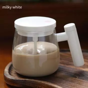 Чашка для кофе с функцией самоперемешивания 400 мл, электрическая кружка для перемешивания, кружка для самоперемешивания, стеклянная водонепроницаемая автоматическая электрическая чашка для смешивания протеинового порошка 301-400ml