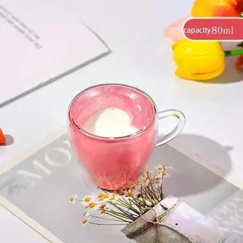 Чашка для кофе в форме сердца, двухслойная стеклянная чашка с ручкой, простые кружки для молока и сока, хозяйственное стекло, подарок на День святого Валентина 301-400ml