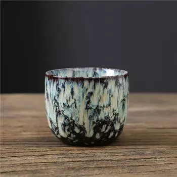 Чашка для кунг-фу, чашка для концентрированного кофе, ретро чайная пиала, чашка из грубой керамики, креативная керамическая чашка, обожженная в печи 110ml
