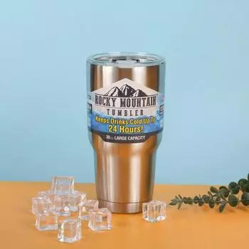 Чашка для льда из нержавеющей стали, 900 мл, изоляционный стакан большой емкости с соломенной автомобильной кофейной чашкой 900ML серебряный