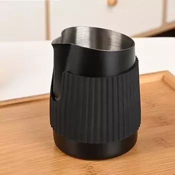 Чашка для латте-арта из нержавеющей стали объемом 420 мл с острым и скошенным горлышком, антиожоговый цилиндр для вспенивания кофе и молока со шкалой