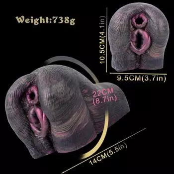 Чашка для мастурбации, жидкий силикон, секс-игрушки 738 г, 14*10,5 см, черный, имитация животного, вагина, лиса, руководство