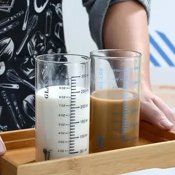 Чашка для молока, градуированная прозрачная шкала, многофункциональная кружка для воды из боросиликатного стекла для детей зелёный
