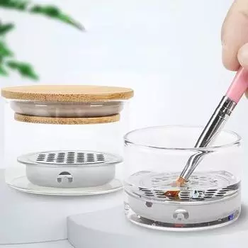 Чашка для мытья ногтей с ручкой Новая технология Стеклянная хрустальная чашка из нержавеющей стали Фильтр-чашка с сеткой из блесток Инструмент для фототерапии