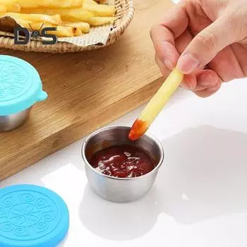 Чашка для окунания, чашка для соуса из нержавеющей стали, многоразовая, легко моющаяся, портативная посуда для приправ для домашнего пикника мятный зеленый