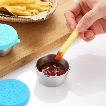 Чашка для окунания, чашка для соуса из нержавеющей стали, многоразовая, легко моющаяся, портативная посуда для приправ для домашнего пикника мятный зеленый