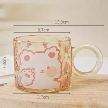 Чашка для парфюма Тюльпан Высокоценная в стиле Инс Чашка из янтарного стекла Милая девичья чашка для молока и завтрака Прозрачная многоцелевая кружка для дома 300ml