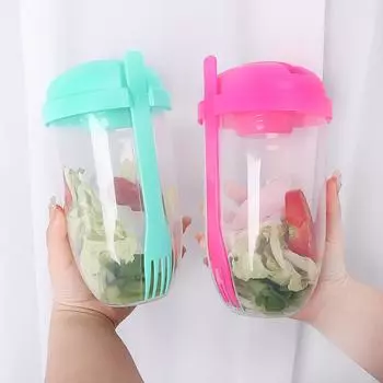 Чашка для салата для завтрака на 1000 мл с вилкой