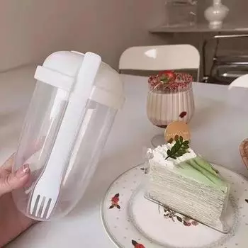 Чашка для салата на завтрак с ложкой и крышкой, чашка Мейсона, чашка для йогурта, большая емкость, портативная многофункциональная кружка, кухонные принадлежности