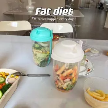 Чашка для салата с крышкой и вилкой, герметичный шейкер для салата, большой контейнер для фруктов и овощей для домашних путешествий