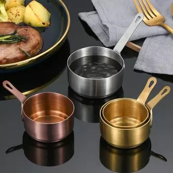 Чашка для соуса 60/80/100 мл с ручкой, утолщенная круглая штабелируемая тарелка из нержавеющей стали для уксуса, кофе, молока, контейнер для тарелки 60ML розового золота