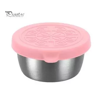 Чашка для соуса из нержавеющей стали 304 с силиконовой крышкой, герметичная, легко моется, 40 мл, устойчивый шейкер для коктейлей розовый