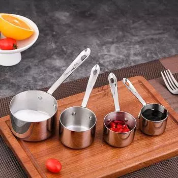 Чашка для соуса из нержавеющей стали с ручкой для дома, ресторана в западном стиле, кухонные принадлежности, столовые приборы, приправы, сахарница, специи, тарелки