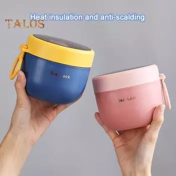 Чашка для супа герметично удерживает холод, большая вместимость, прочная чашка для парфе, контейнер для транспортировки на открытом воздухе 600ML синий