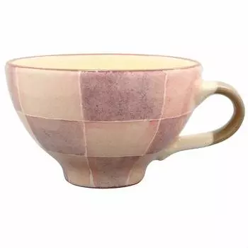 Чашка для супа Mino Ware, цветная, клетчатая, розовая, 580-05