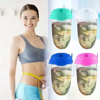 Чашка для свежих фруктов и овощей Шейкер для еды с контейнером для заправки и вилкой Контейнер для свежих фруктов Контейнер для еды One Size синий