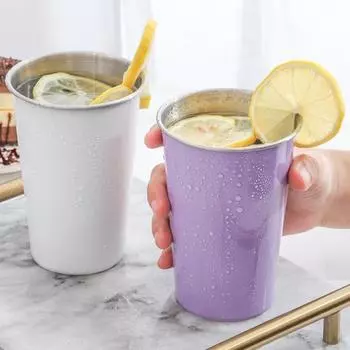 Чашка для воды 350/500 мл, небьющаяся, небьющаяся, из нержавеющей стали, с длительным сроком службы, чашка для пива, бар 350ml серебряный