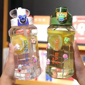 Чашка для воды большой емкости, портативная, устойчивая к высоким температурам, для мальчиков и девочек, детская летняя спортивная пластиковая чашка против падения 1000ml