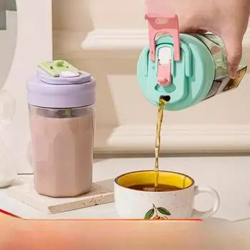 Чашка для воды, цветочная чашка для чая, студентка, пластиковая чашка большой емкости, летняя соломенная чашка, портативная двойная чашка для питья 570ML розовый